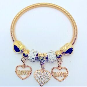 Bracelet Hearts Crystal on wrapped wire. Won’t Tarnish and stretch out.